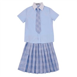 Customized white collar contrasting sky blue shirt school uniform jacket Design college style blank plaid skirt Female British college style school uniform suit College style school uniform suit manufacturer SSU-007 Customized white collar contrasting sky blue shirt school uniform jacket Design college style blank plaid skirt Female British college style school uniform suit College style school uniform suit manufacturer SSU-007